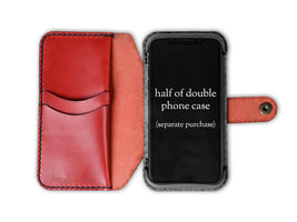 Hand and Hide leather Wallet Half-Case for Double Phone Case