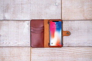 iPhone 12 Mini Leather Phone Wallet | Chestnut
