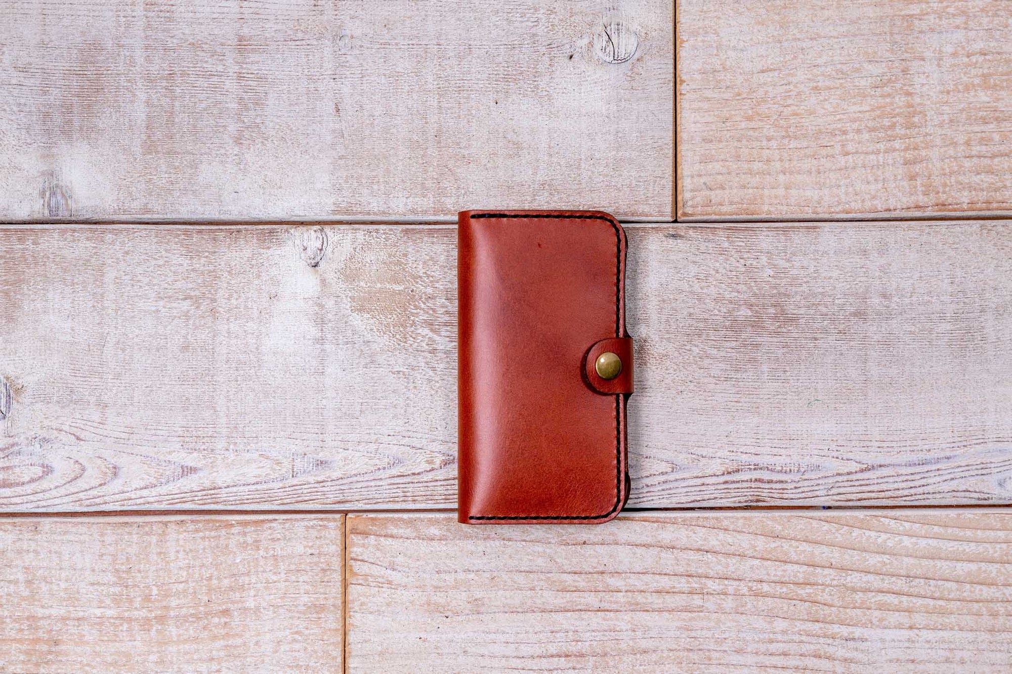 iPhone 13 Mini Leather Phone Wallet | Chestnut