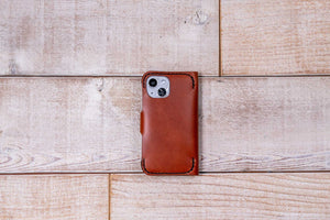 iPhone 13 Mini Leather Phone Wallet | Chestnut