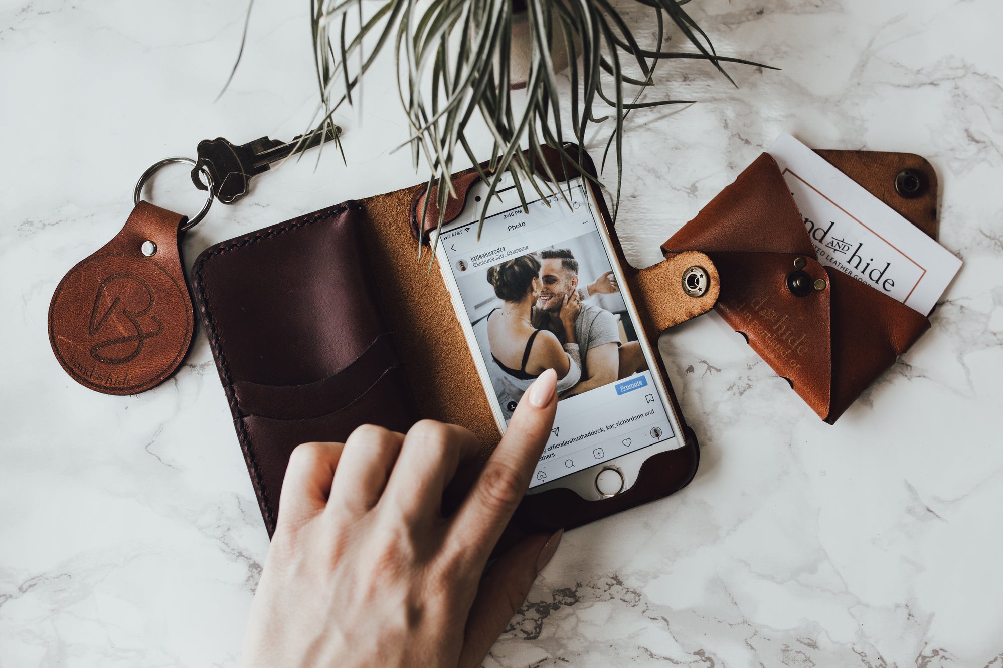 Hand and Hide Phone Wallet Case Made from Real Leather