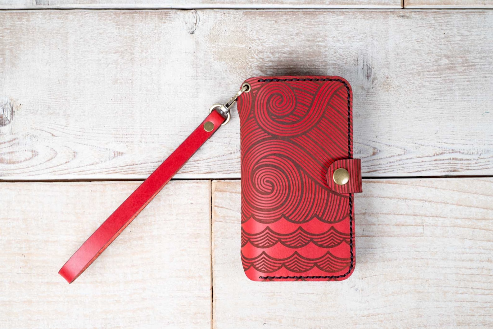 Leather Wristlet or Lanyard Add-On for Leather Phone Leather