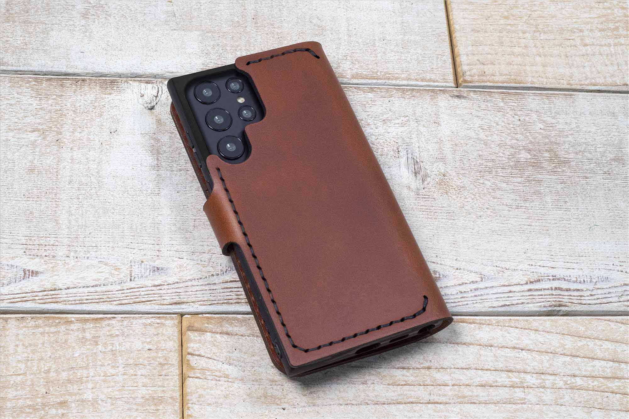 SAMSUNG Galaxy S23 Ultra Leather スマホケース プレミアム保護カバー 前面と背面保護 ソフトグリップ US版 EFーV