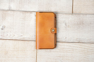 iPhone 7 Plus or 8 Plus Leather Phone Wallet | English Tan