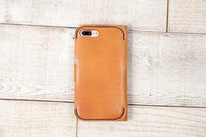 iPhone 7 Plus or 8 Plus Leather Phone Wallet | English Tan