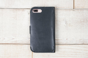 iPhone 7 Plus or 8 Plus Leather Phone Wallet | Black