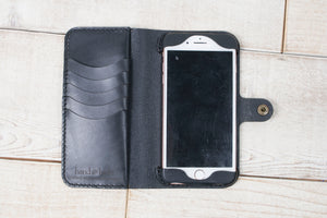 iPhone 7 Plus or 8 Plus Leather Phone Wallet | Black
