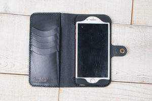 Hand and Hide iPhone 7 Plus or 8 Plus Leather Phone Wallet | Black