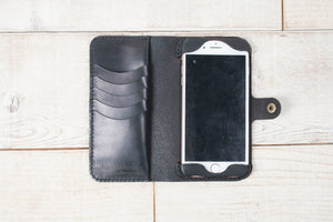 iPhone 7 Plus or 8 Plus Leather Phone Wallet | Black