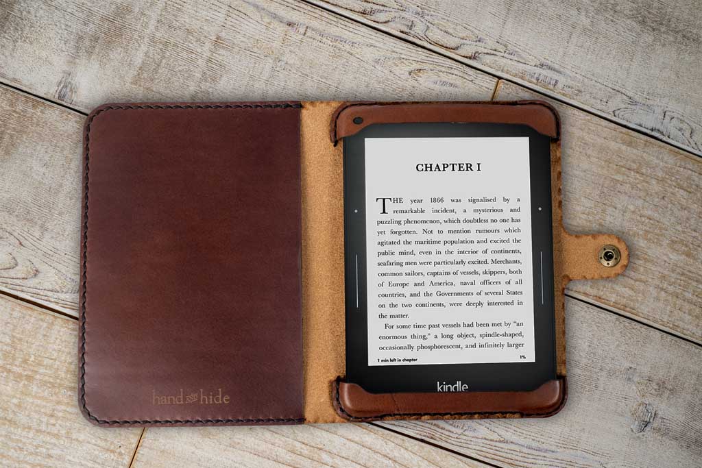 Hand and Hide Book-Style Leather Case for Kindle Voyage Tablet