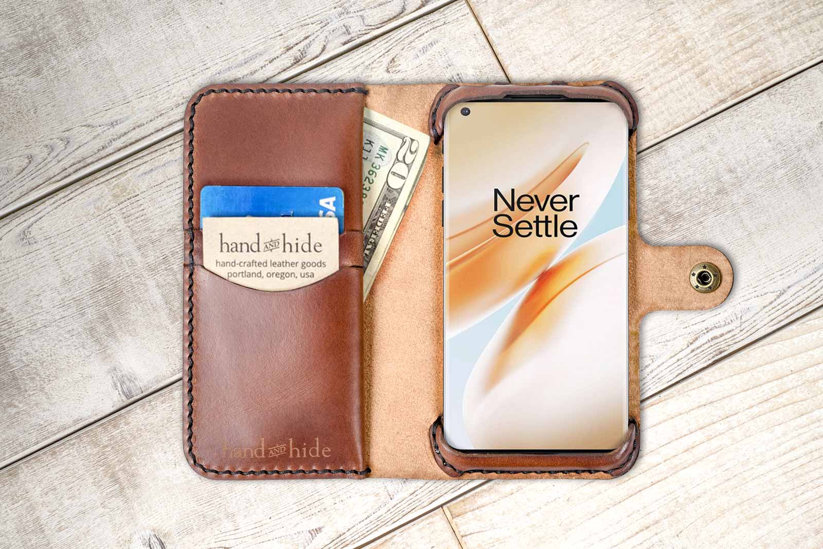 One.8 Wallet OnePlus 8 or 8 Pro Custom Leather Wallet Case - Hand and Hide LLC