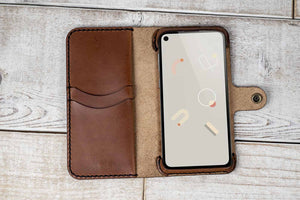Custom Leather Wallet Case for older Google Pixel Smartphones