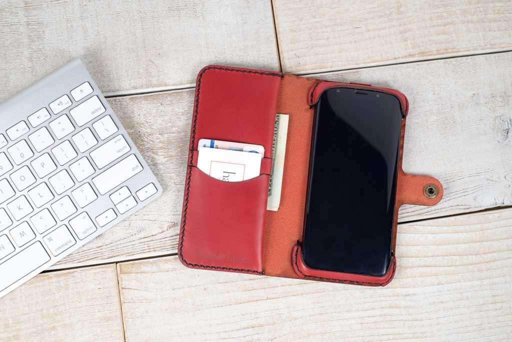 Hand and Hide Customizable Leather Phone Case for Galaxy S21 Ultra Galaxy S21 Ultra / Red Hand and Hide Customizable Leather Phone Case for Galaxy S21 Ultra Galaxy S21 Ultra / Red