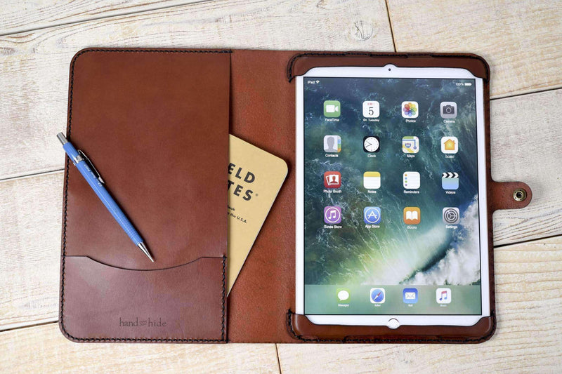hand and hide ipad cover in chestnut